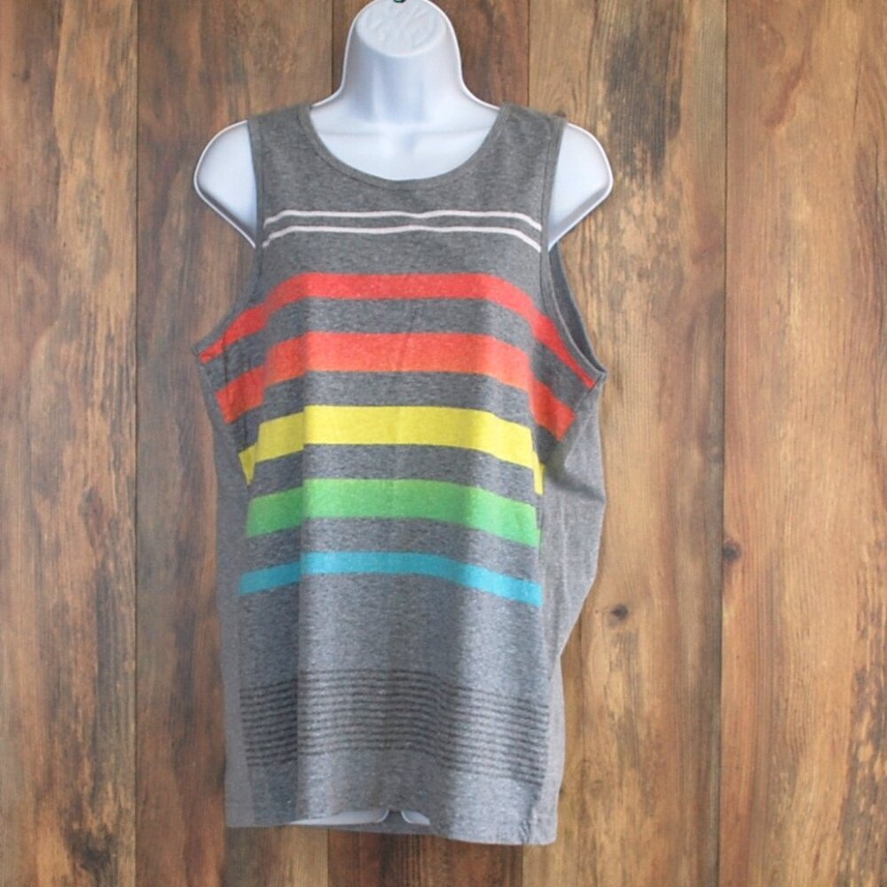 George Men's Gray Rainbow Stripe Tank Top M